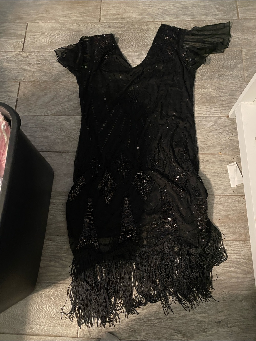Sequence black bottom fringe dress (C366)